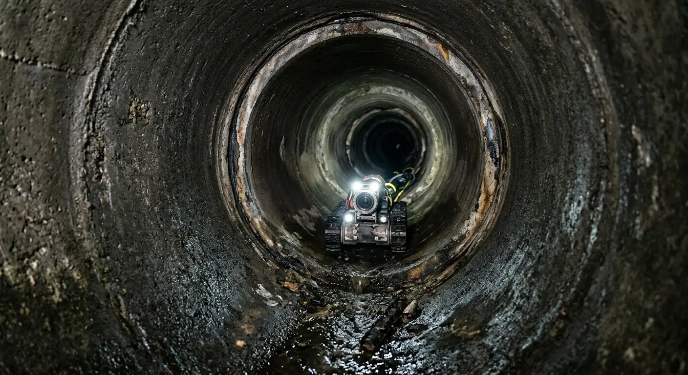 Robotic sewer camera inspecting pipe interior for Sewer Line Cleaning in Satellite Beach